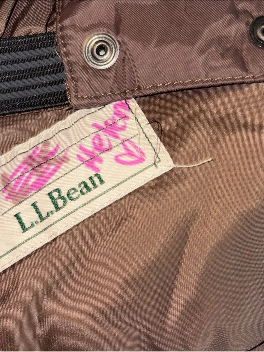 L.L. Bean Girls Medium 5-6 Brown parka W/removable Hood Zip-Up Jacket